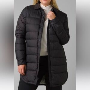 Prana Thistle Shirt jacket Black Sz M, down filled Puffer